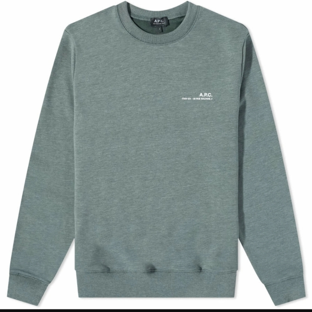 A.P.C. Men's Item Logo Crew Sweat in Khaki Melange